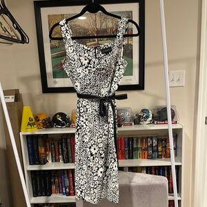 Floral Black and White Dress